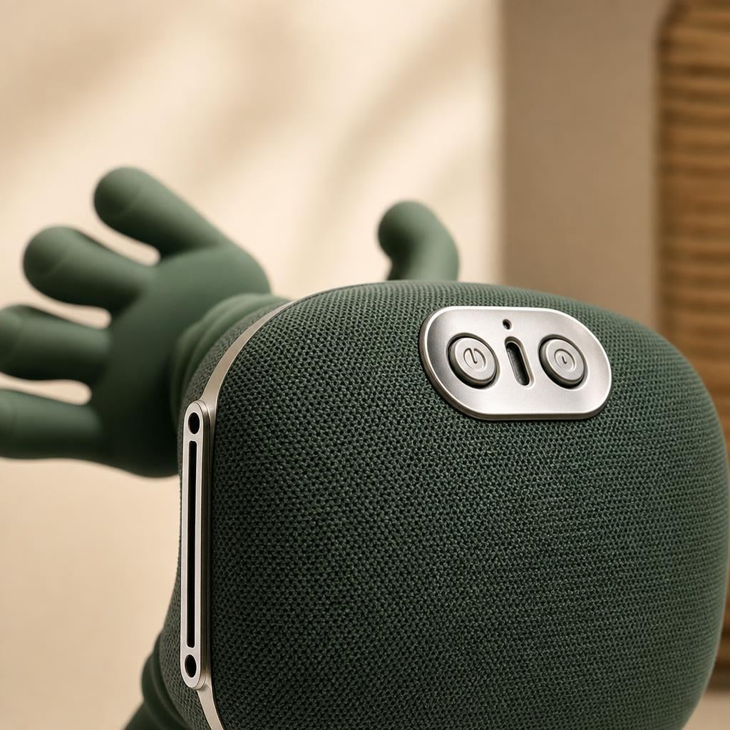 Detalle del panel y la tela del masajeador tortuga